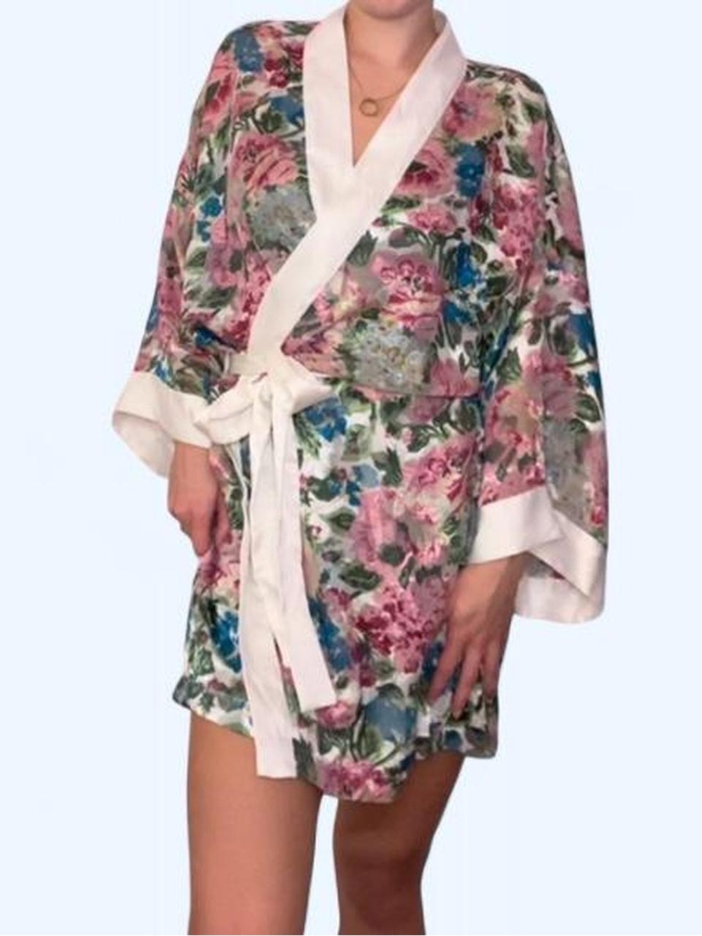 Vintage 80s Victoria’s Secret Floral Satin Robe